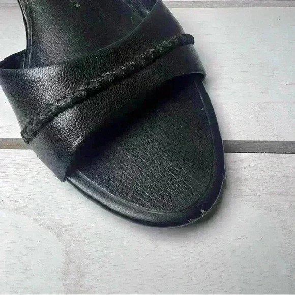 Franco Sarto Women’s Black Leather Ankle Strap Wedge Sandals Size 7 1/2 M - Picture 9 of 16